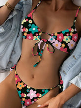 Traje de baño de bikini con tiras y estampado sexy